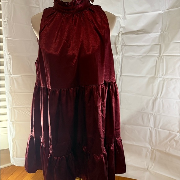 TCEC Red Ruffled Tiered Sundress with Halter Neckline - Picture 3 of 6